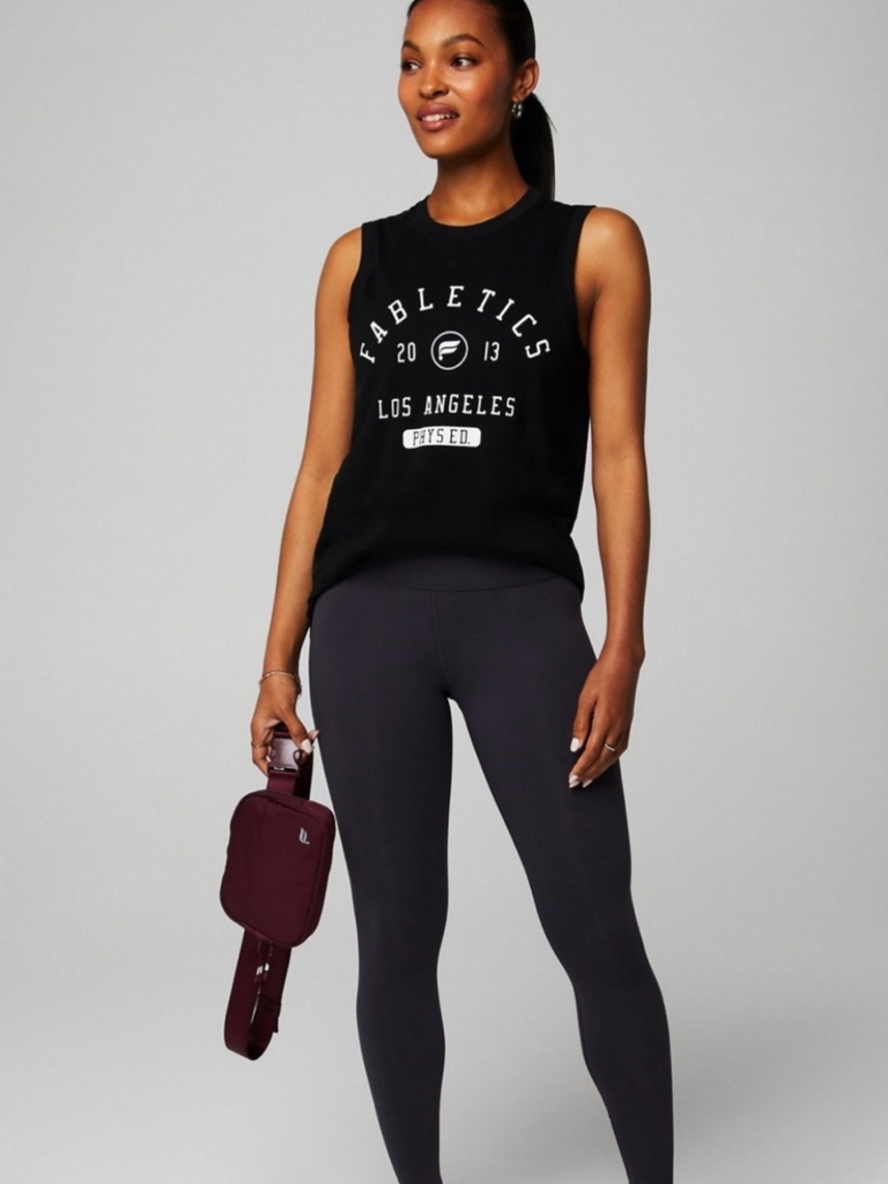 EUC Fabletics Black Sleeveless Logo Muscle Tank—XL